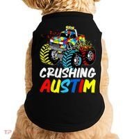 Monster Truck Crushing Austim Shirt Autism Awareness Doggie Tank thumb 0