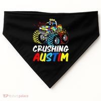 Monster Truck Crushing Austim Shirt Autism Awareness USA-Made Doggie Bandana thumb 0