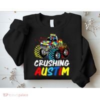 Monster Truck Crushing Austim Shirt Autism Awareness Sweatshirt thumb 2