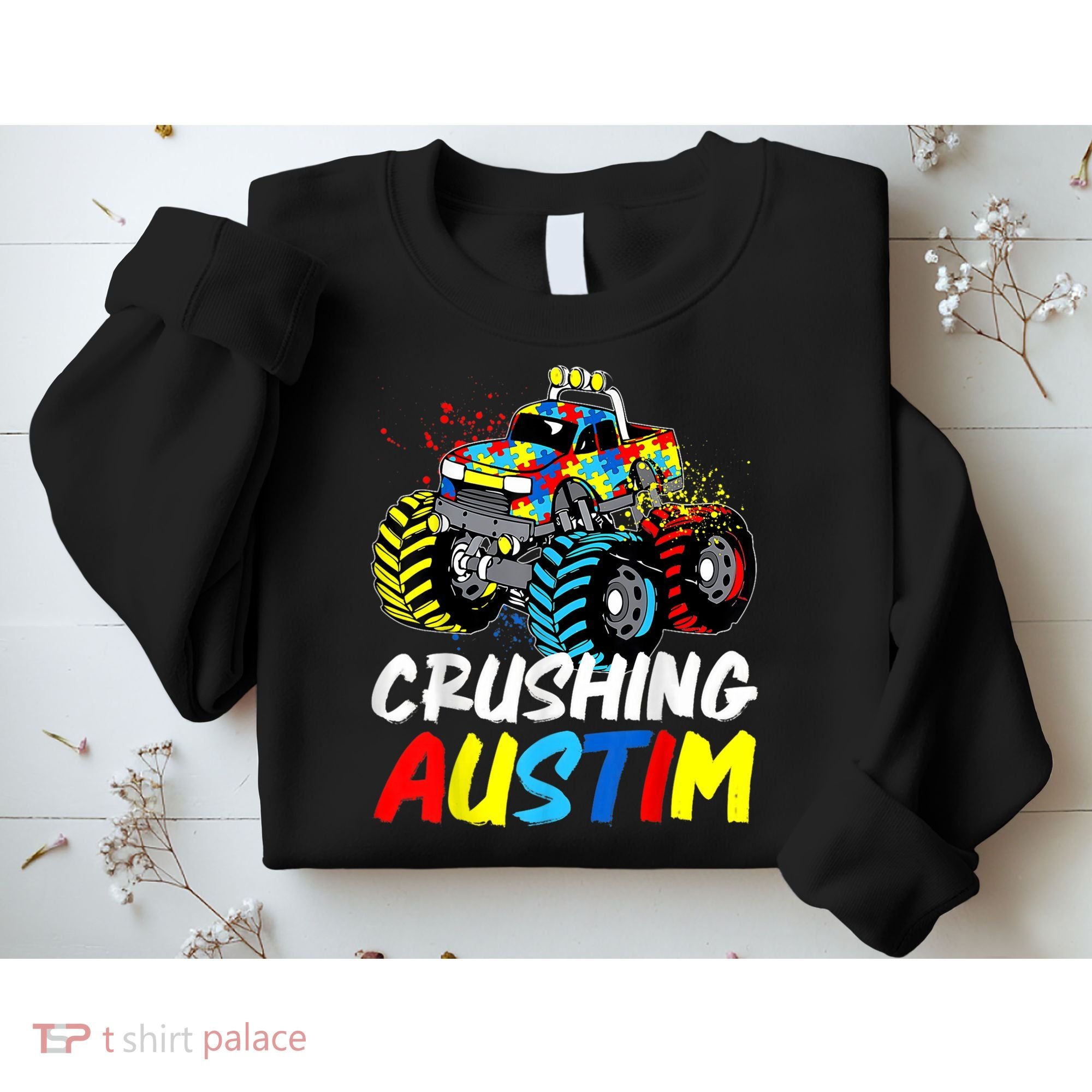 Monster Truck Crushing Austim Shirt Autism Awareness Sweatshirt