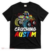 Monster Truck Crushing Austim Shirt Autism Awareness T-Shirt thumb 0