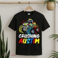 Monster Truck Crushing Austim Shirt Autism Awareness T-Shirt thumb 2