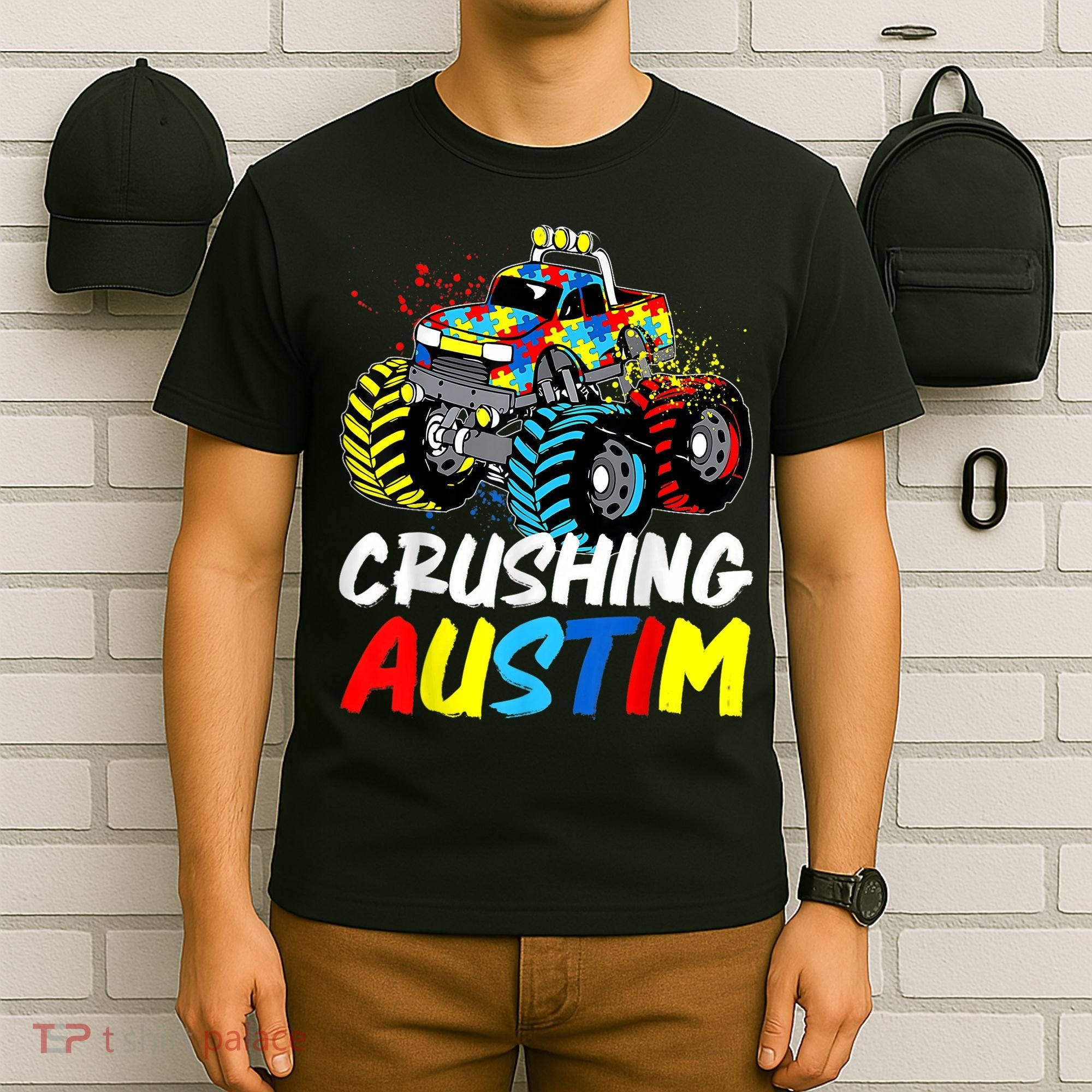 Monster Truck Crushing Austim Shirt Autism Awareness T-Shirt