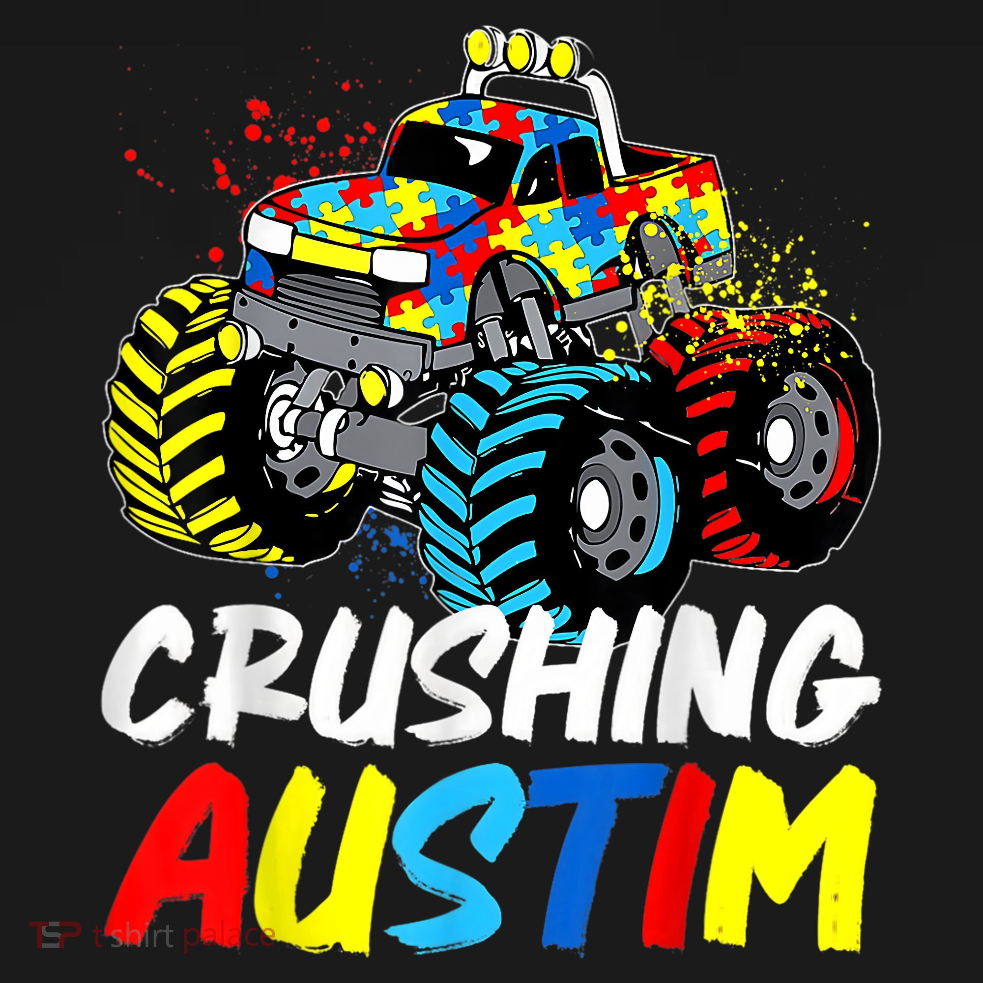 Monster Truck Crushing Austim Shirt Autism Awareness T-Shirt