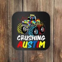Monster Truck Crushing Austim Shirt Autism Awareness Coaster thumb 0