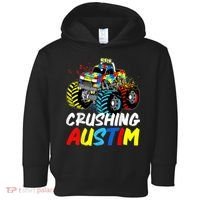 Monster Truck Crushing Austim Shirt Autism Awareness Toddler Hoodie thumb 0