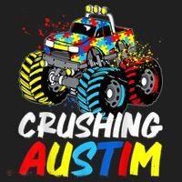Monster Truck Crushing Austim Shirt Autism Awareness Golf Towel thumb 3