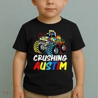 Monster Truck Crushing Austim Shirt Autism Awareness Toddler T-Shirt thumb 2