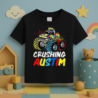 Monster Truck Crushing Austim Shirt Autism Awareness Toddler T-Shirt thumb 3