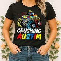 Monster Truck Crushing Austim Shirt Autism Awareness Women's T-Shirt thumb 2