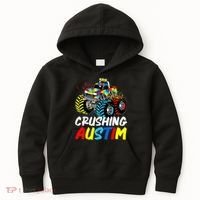 Monster Truck Crushing Austim Shirt Autism Awareness Kids Hoodie thumb 0
