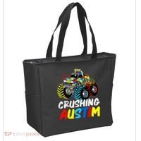 Monster Truck Crushing Austim Shirt Autism Awareness Tote Bag thumb 2