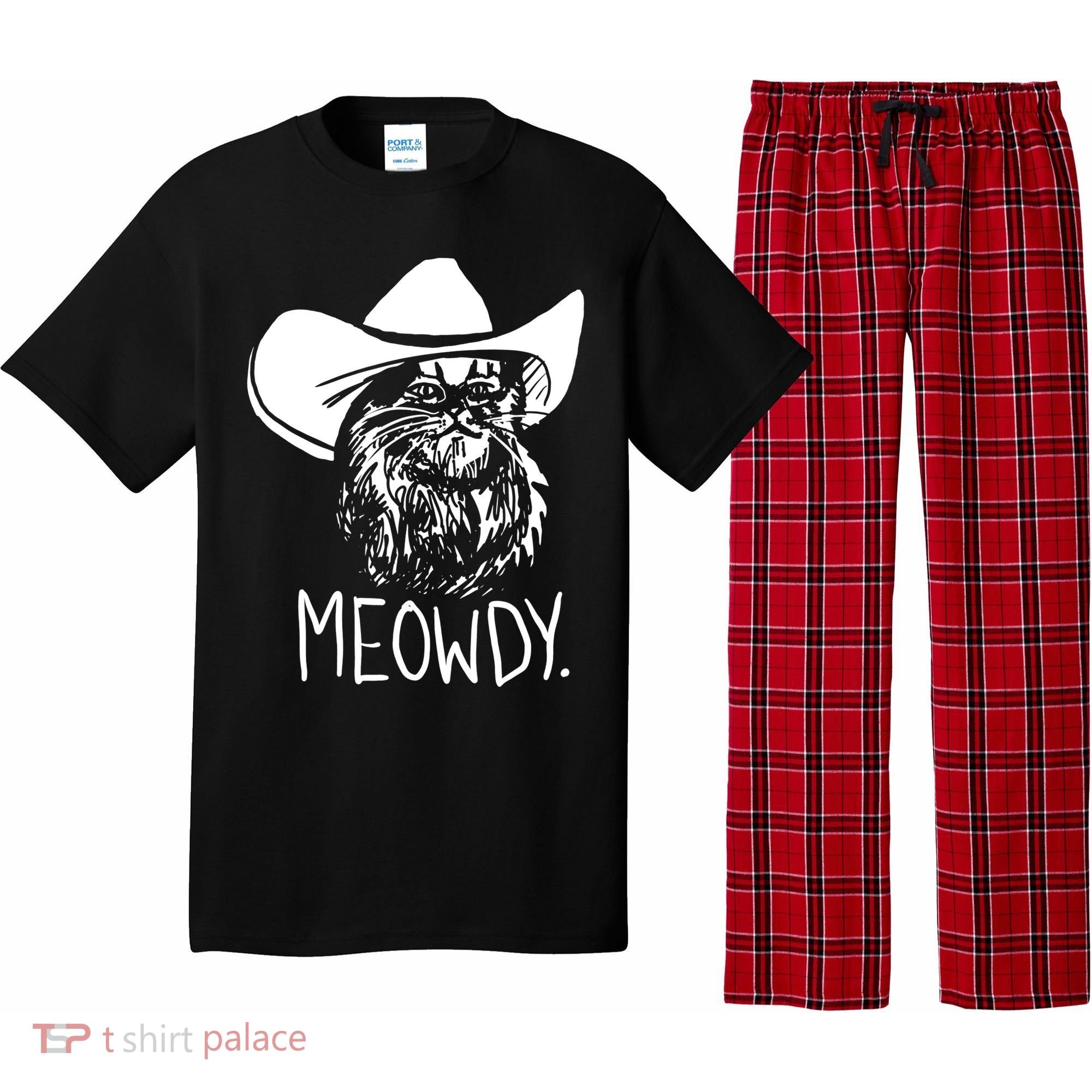 Meowdy Texas Cat Meme TShirt Pajama Set