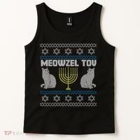 Meowzel Tov Cat Hanukkah Ugly Sweater Gifts For Cat Lovers Tank Top thumb 2