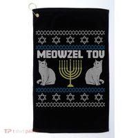 Meowzel Tov Cat Hanukkah Ugly Sweater Gifts For Cat Lovers Golf Towel thumb 0