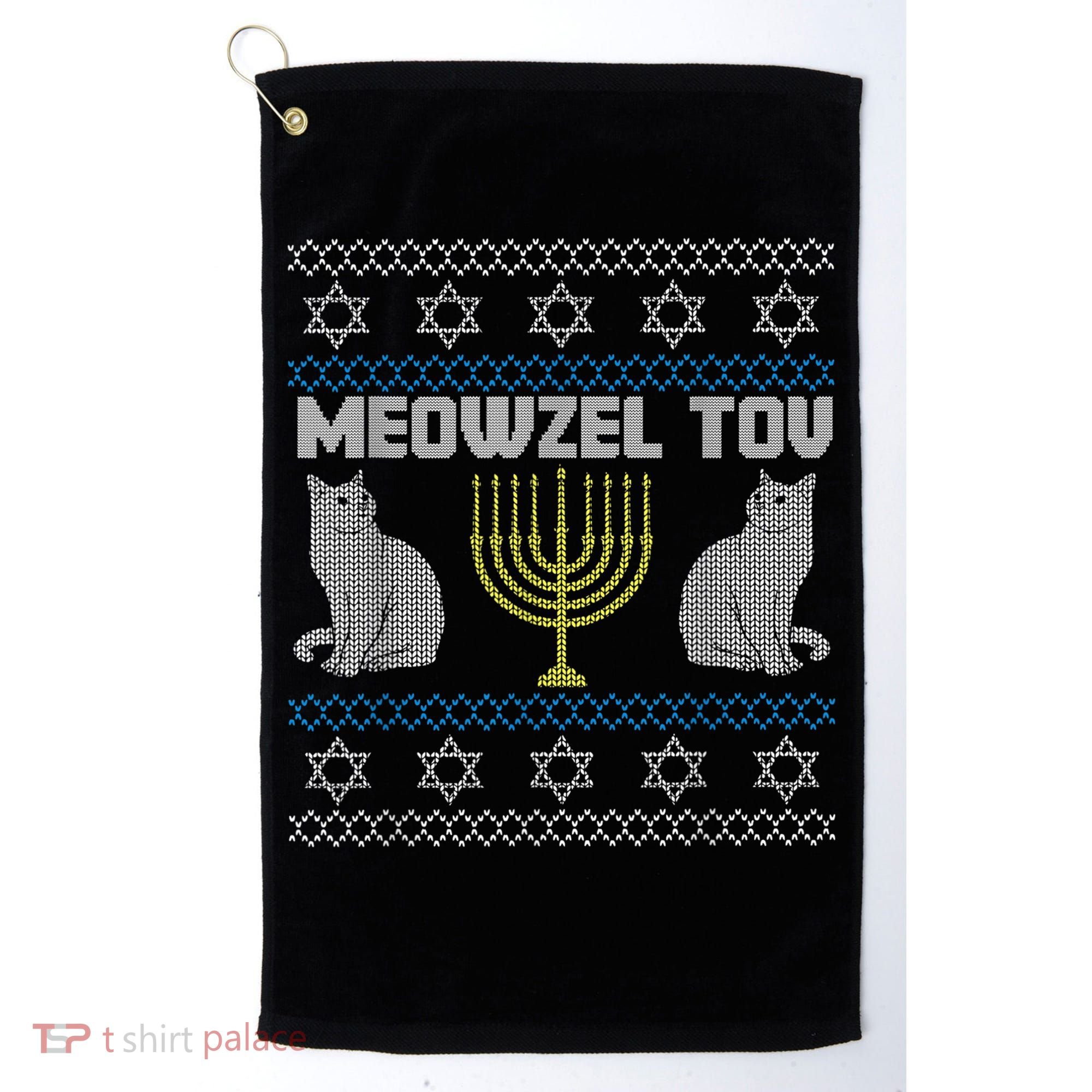 Meowzel Tov Cat Hanukkah Ugly Sweater Gifts For Cat Lovers Golf Towel