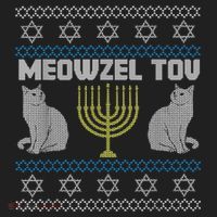 Meowzel Tov Cat Hanukkah Ugly Sweater Gifts For Cat Lovers Golf Towel thumb 3