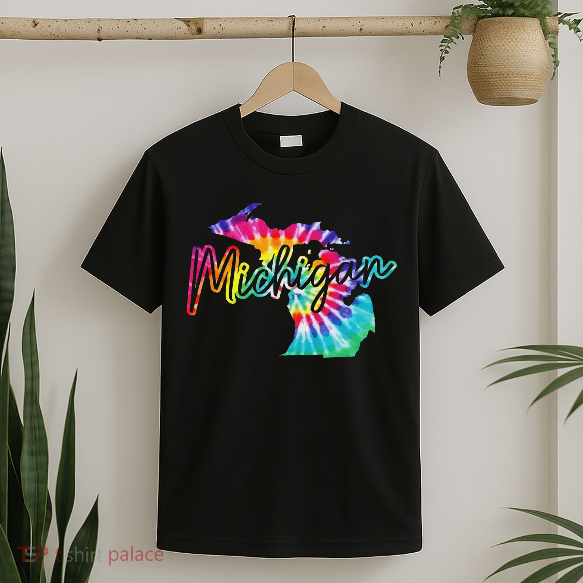 Michigan Tie Dye State Map Pride Hippie Vintage Retro T-Shirt