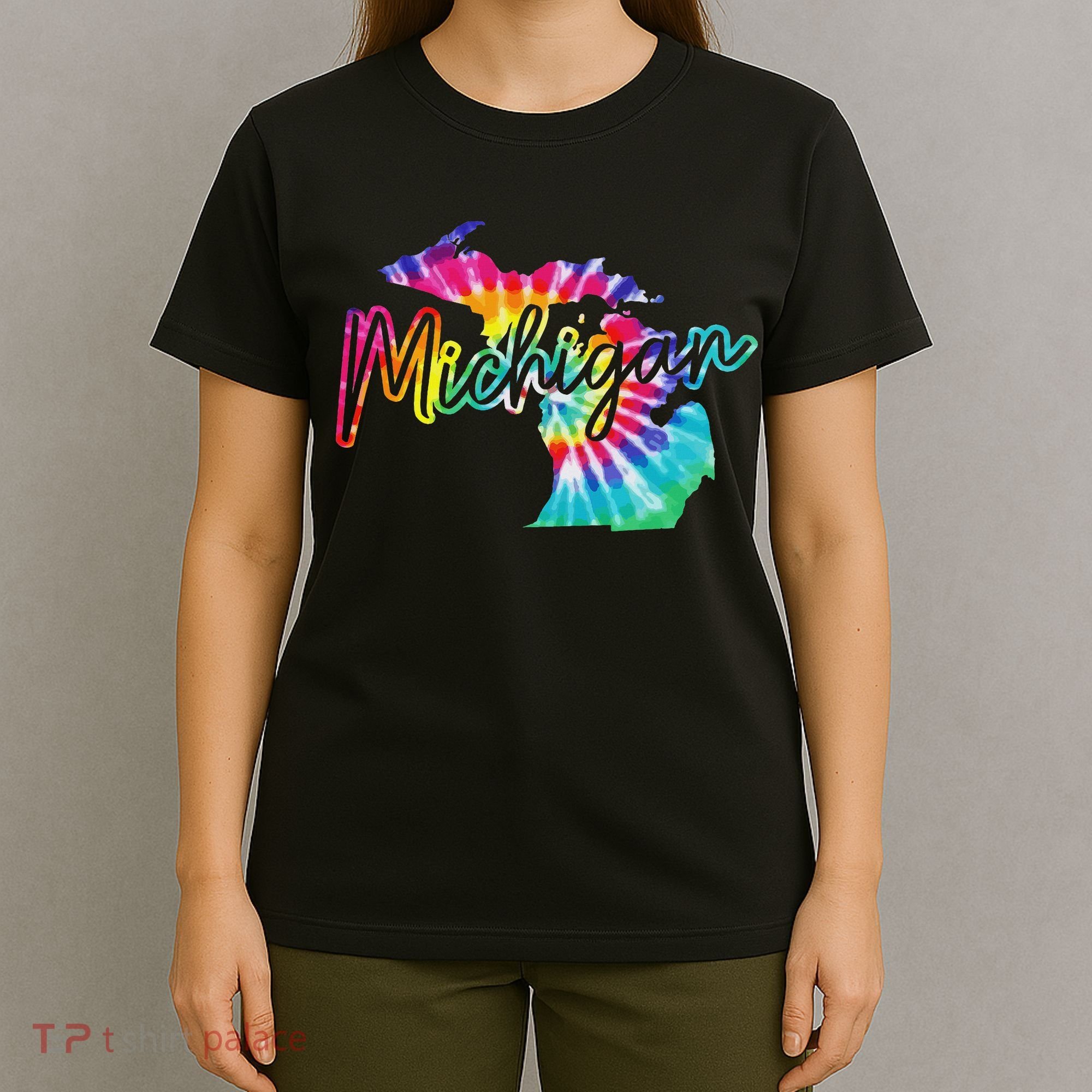 Michigan Tie Dye State Map Pride Hippie Vintage Retro T-Shirt