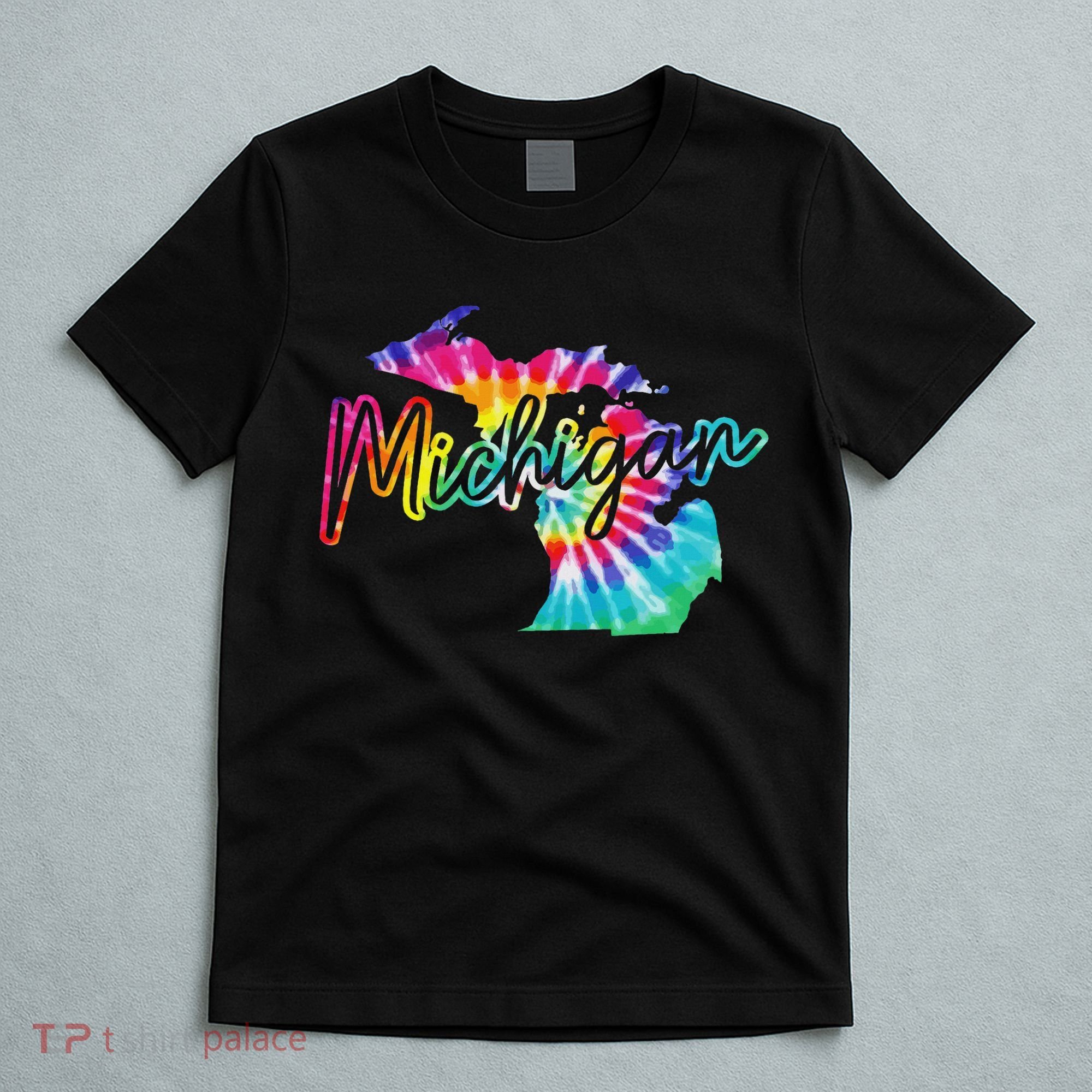 Michigan Tie Dye State Map Pride Hippie Vintage Retro T-Shirt