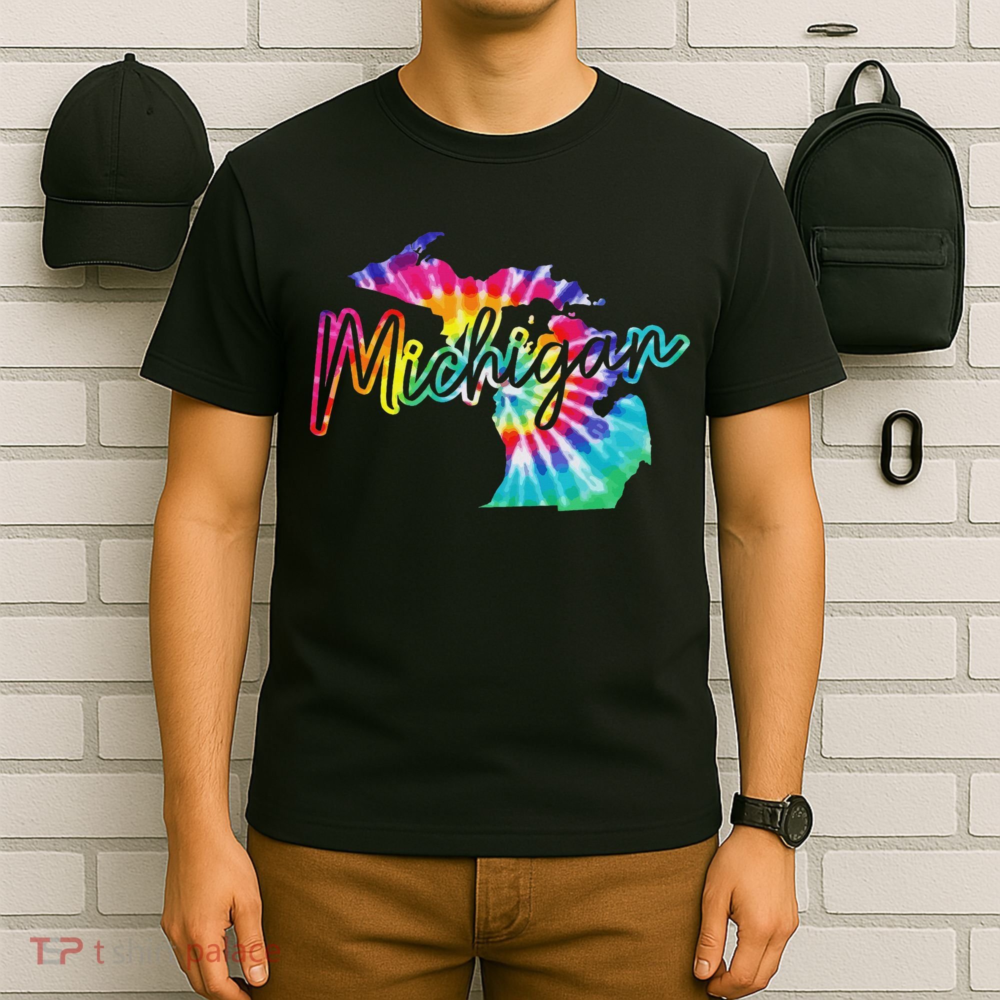 Michigan Tie Dye State Map Pride Hippie Vintage Retro T-Shirt