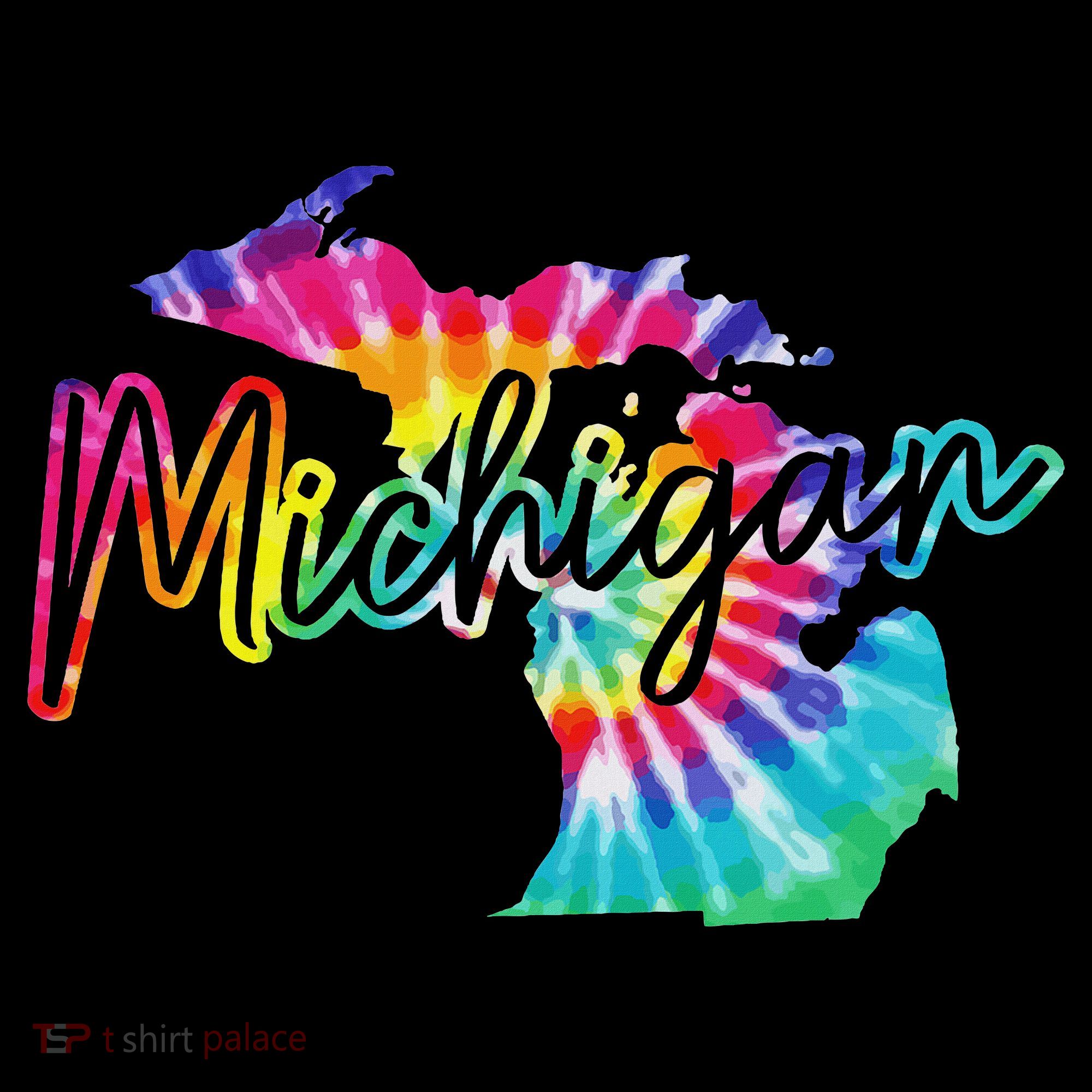 Michigan Tie Dye State Map Pride Hippie Vintage Retro T-Shirt
