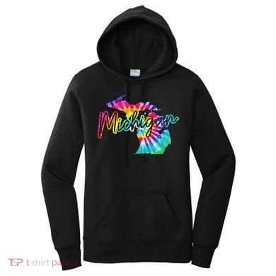 Michigan Tie Dye State Map Pride Hippie Vintage Retro Women's Hoodie