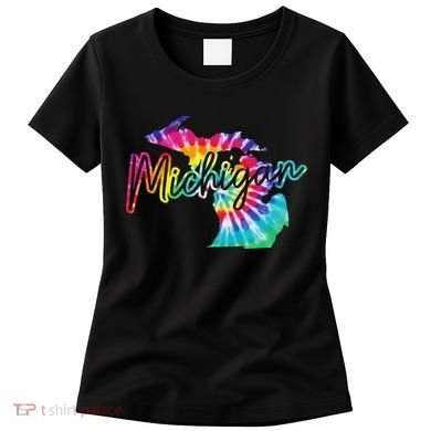 Michigan Tie Dye State Map Pride Hippie Vintage Retro Women's T-Shirt