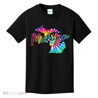 Michigan Tie Dye State Map Pride Hippie Vintage Retro Kids T-Shirt