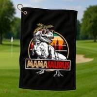 Mamasaurus Trex Dinosaur Mama Gifts For Mom Mothers Day Golf Towel thumb 1