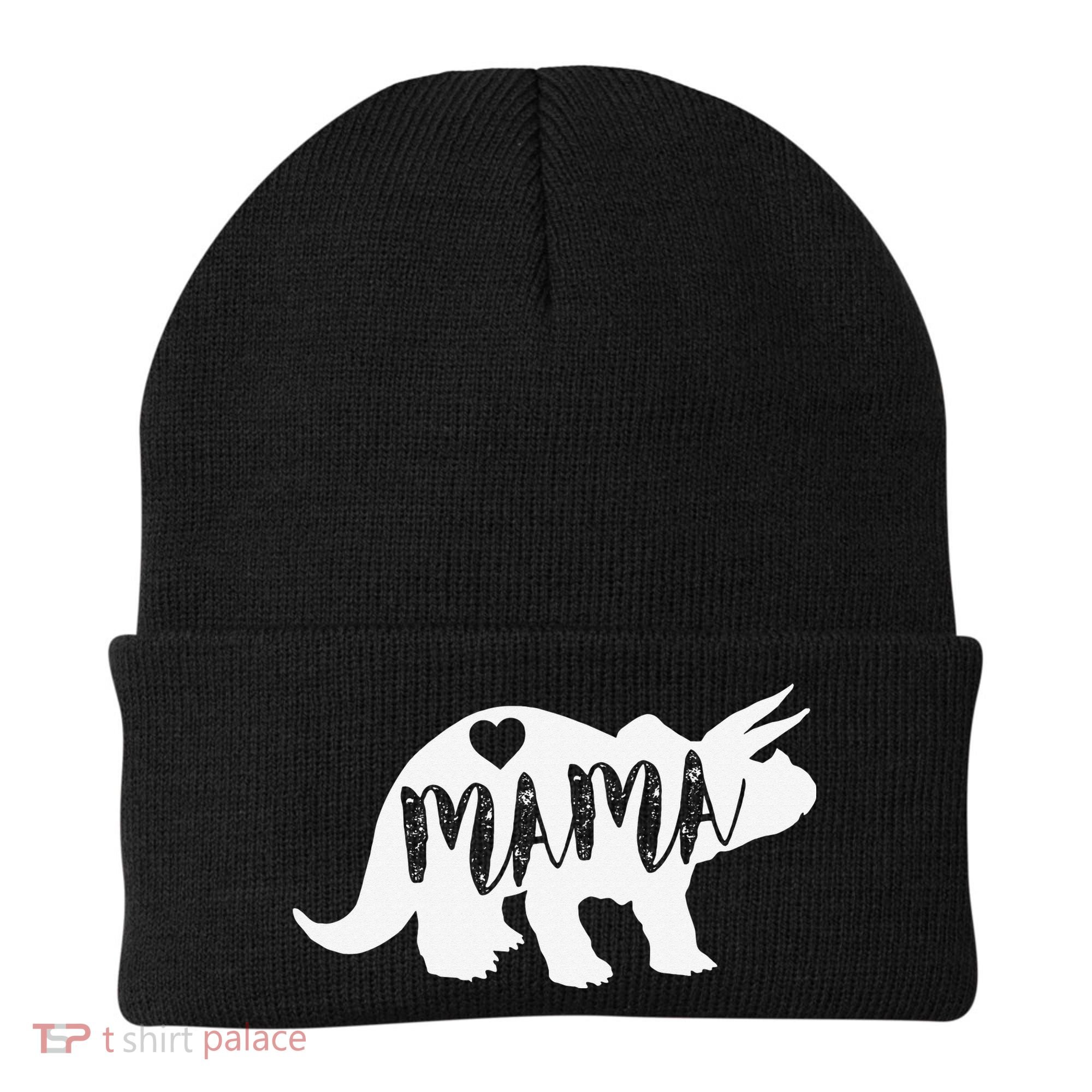 Mama Triceratops Dinosaur Funny Gift For Mother Day Beanie