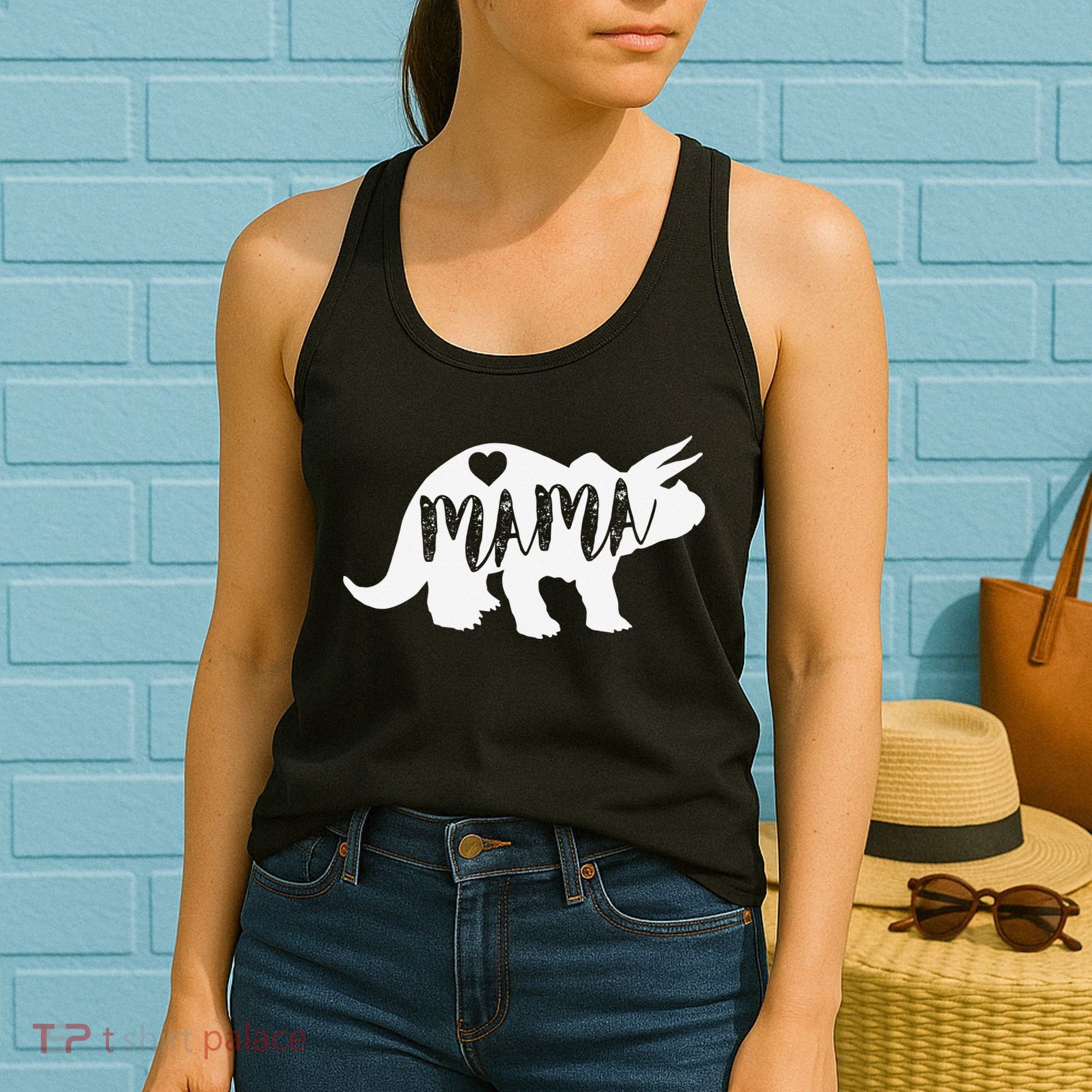 Mama Triceratops Dinosaur Funny Gift For Mother Day Women's Tank Top
