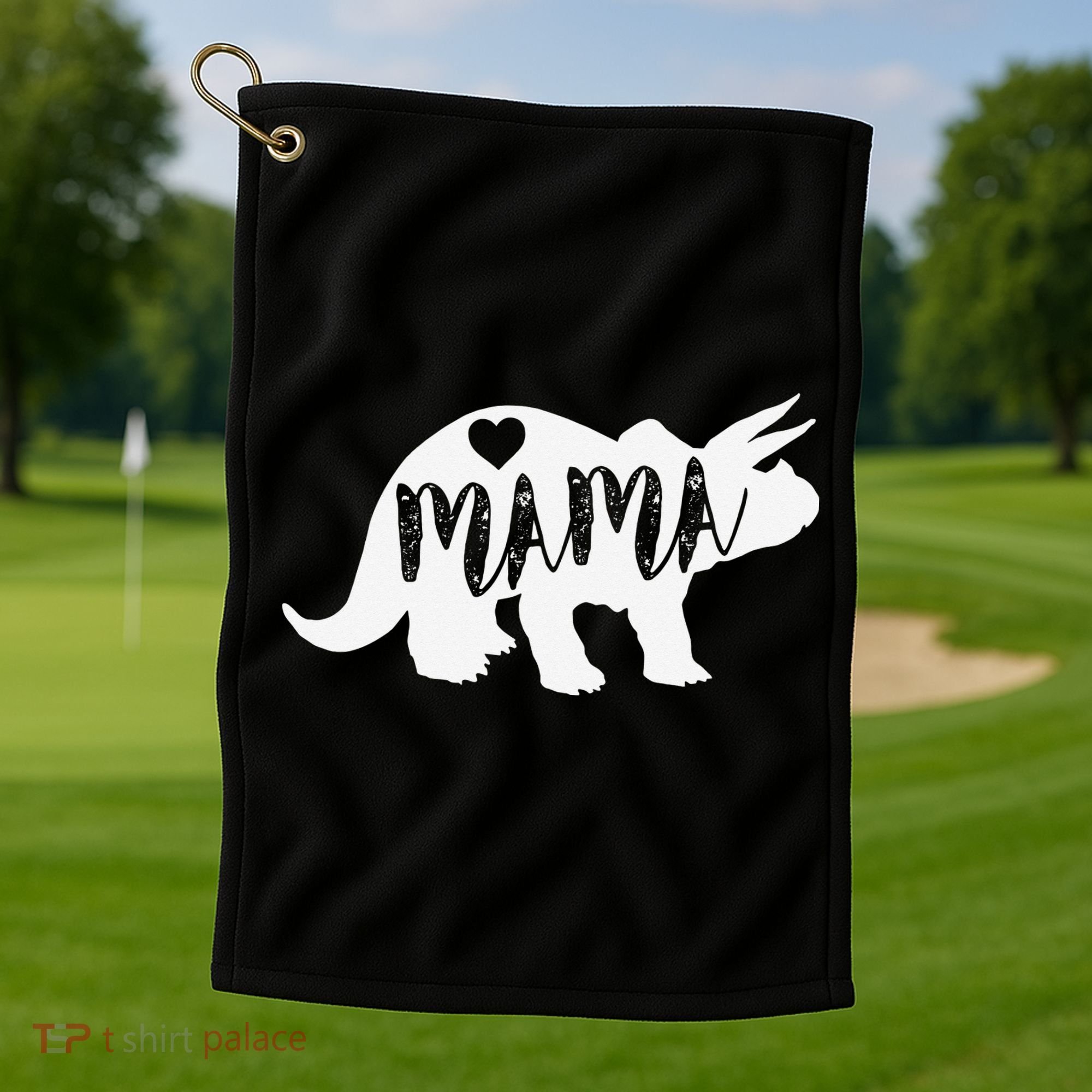 Mama Triceratops Dinosaur Funny Gift For Mother Day Golf Towel