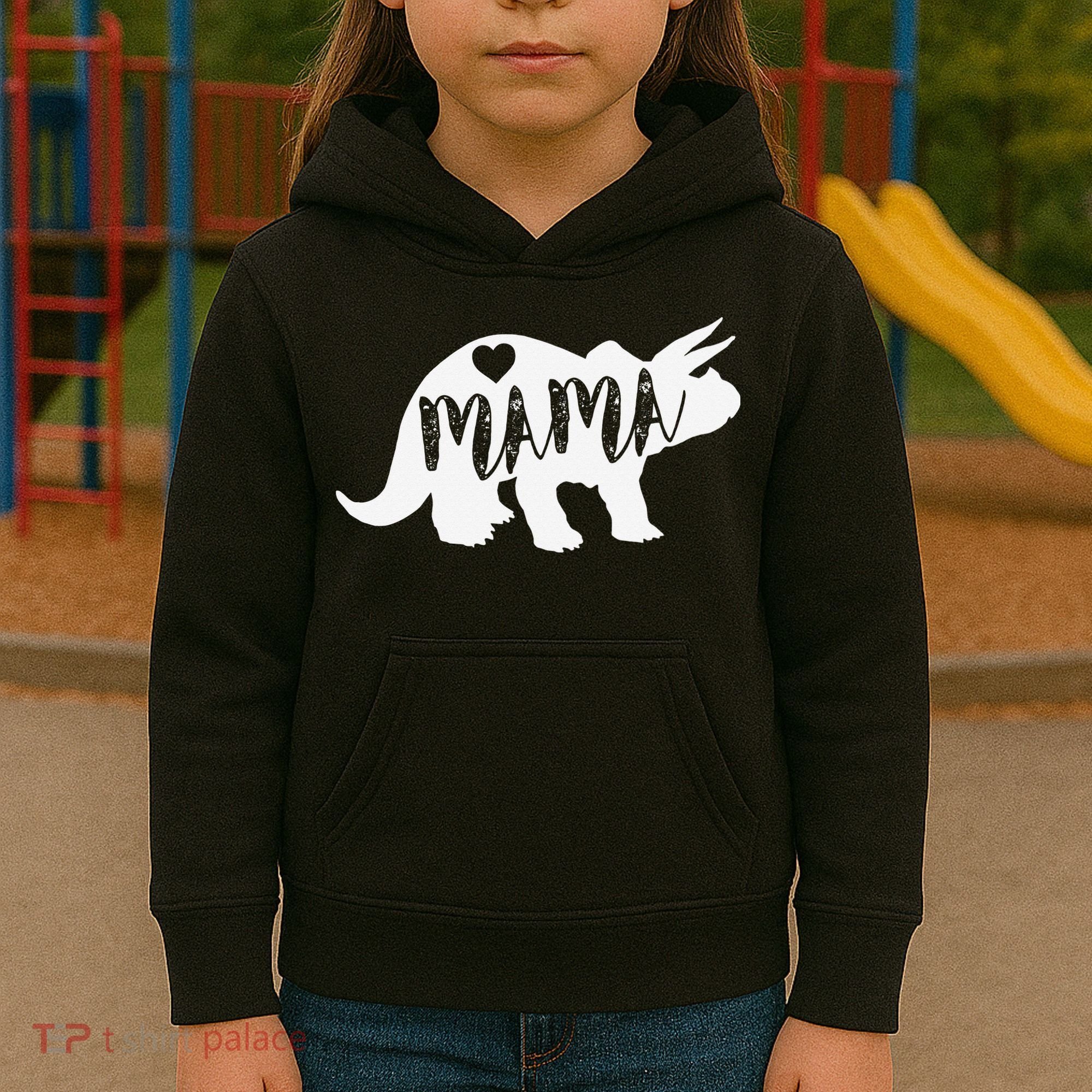 Mama Triceratops Dinosaur Funny Gift For Mother Day Kids Hoodie
