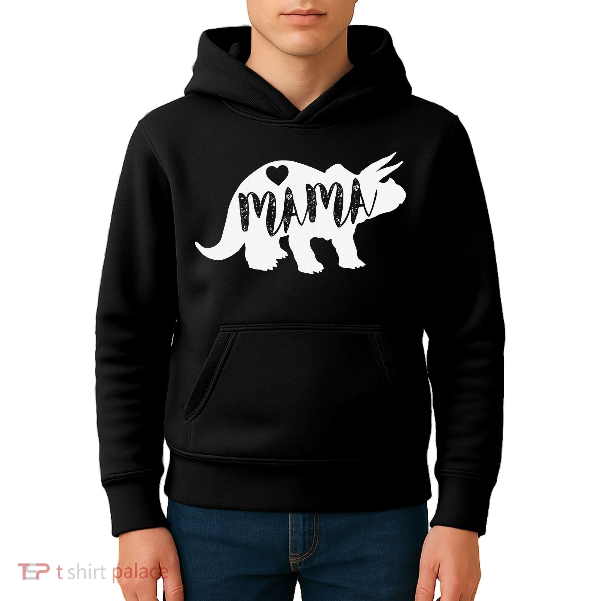 Mama Triceratops Dinosaur Funny Gift For Mother Day Kids Hoodie