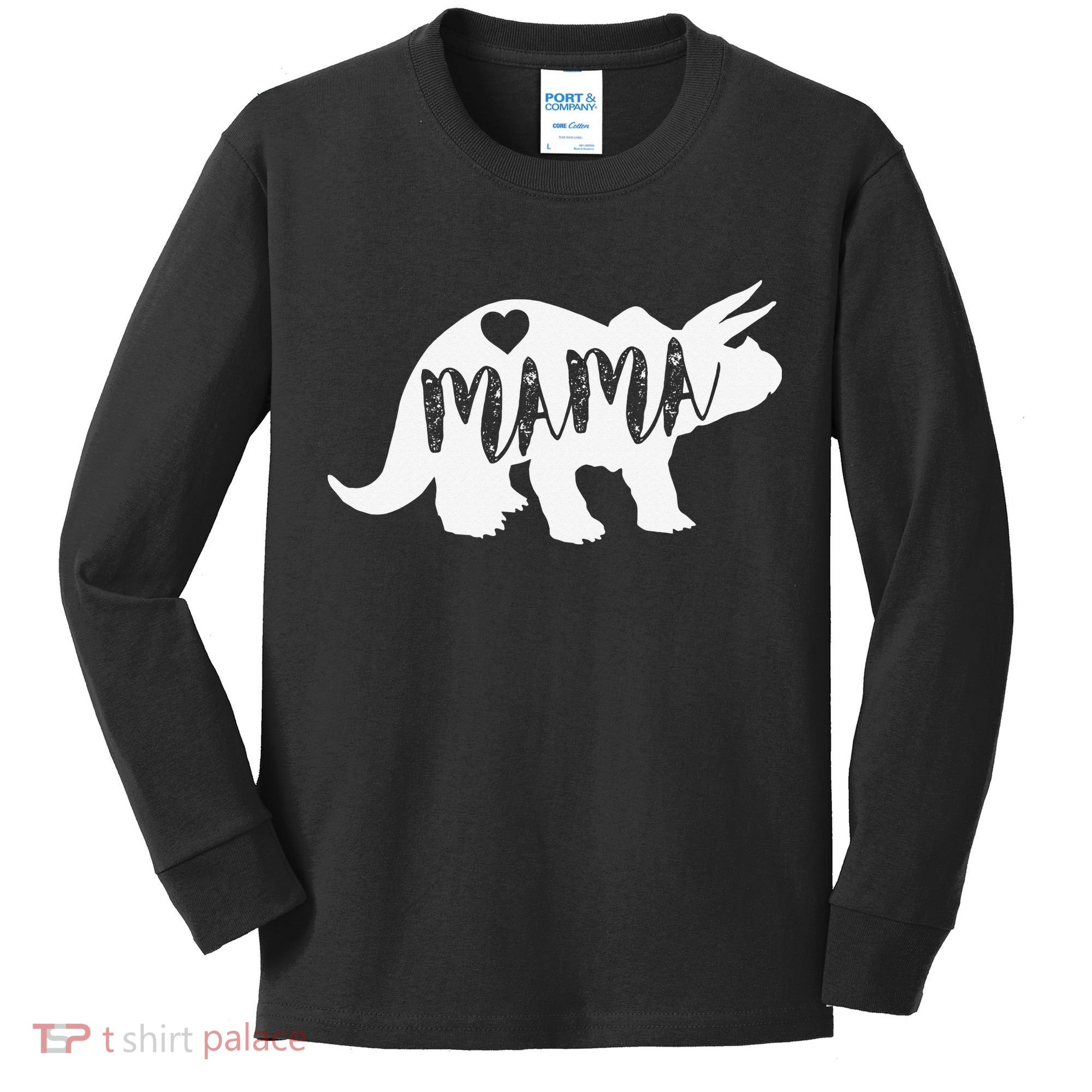 Mama Triceratops Dinosaur Funny Gift For Mother Day Kids Long Sleeve Shirt