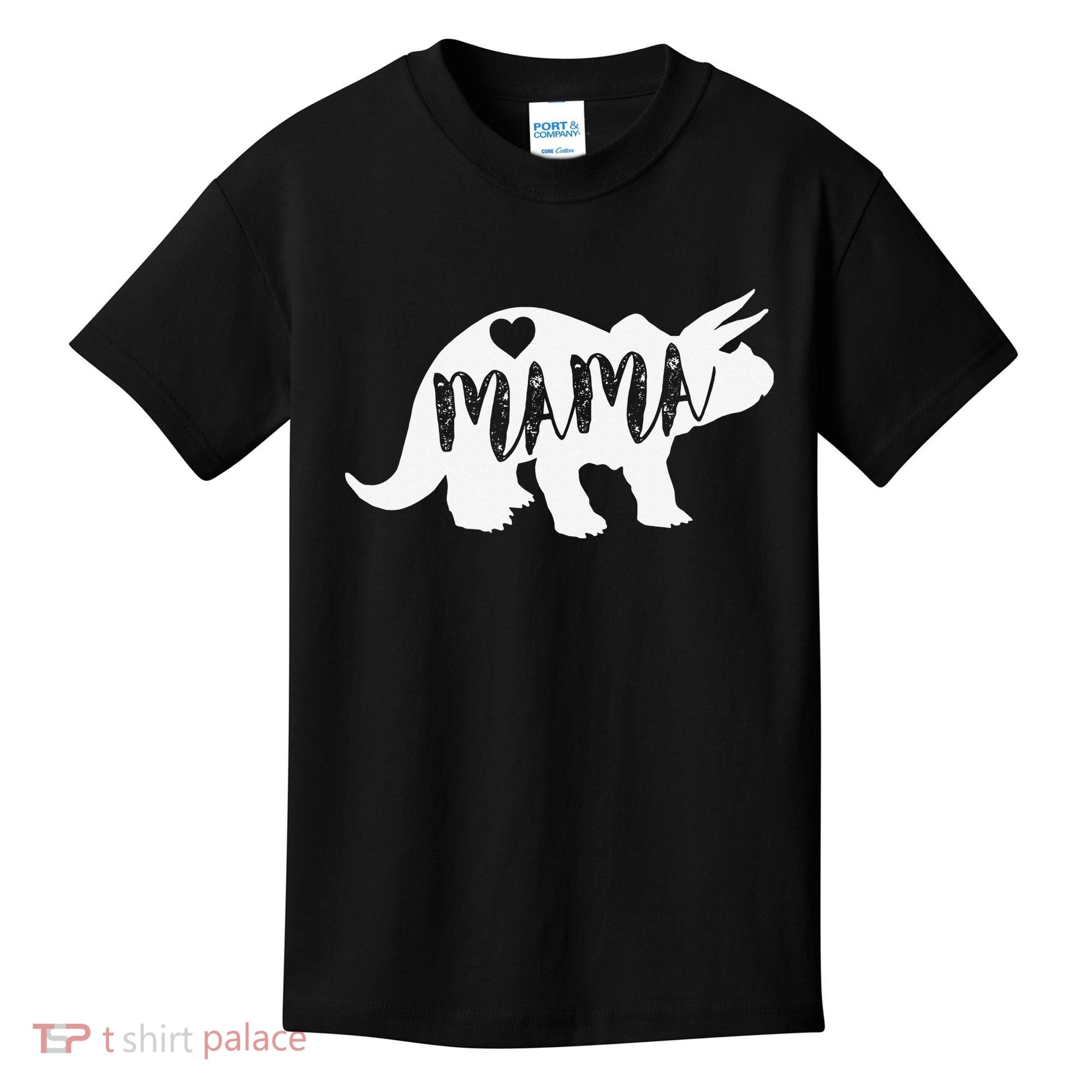 Mama Triceratops Dinosaur Funny Gift For Mother Day Kids T-Shirt