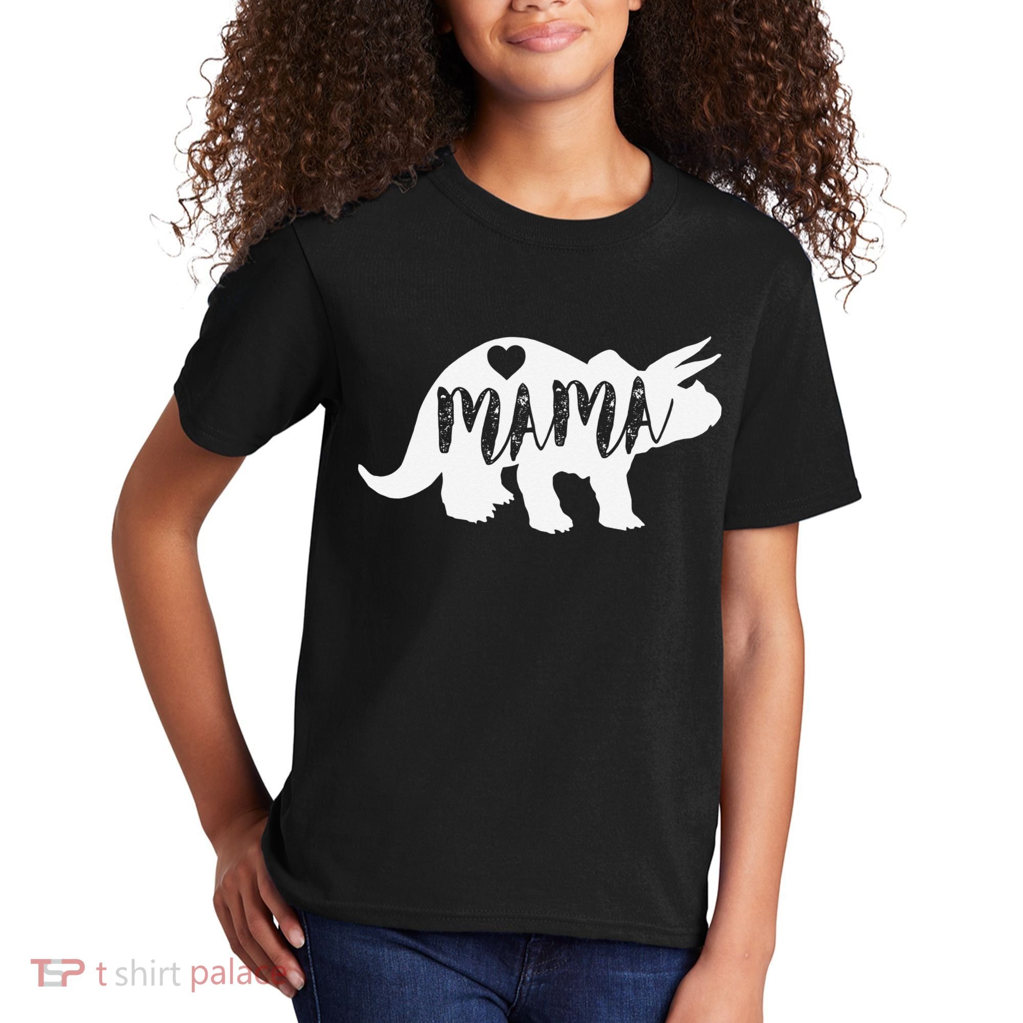 Mama Triceratops Dinosaur Funny Gift For Mother Day Kids T-Shirt
