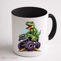 Monster Truck Dinosaur Trex Birthday Boy Coffee Mug thumb 1