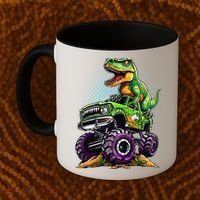 Monster Truck Dinosaur Trex Birthday Boy Coffee Mug thumb 2