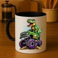 Monster Truck Dinosaur Trex Birthday Boy Coffee Mug thumb 4