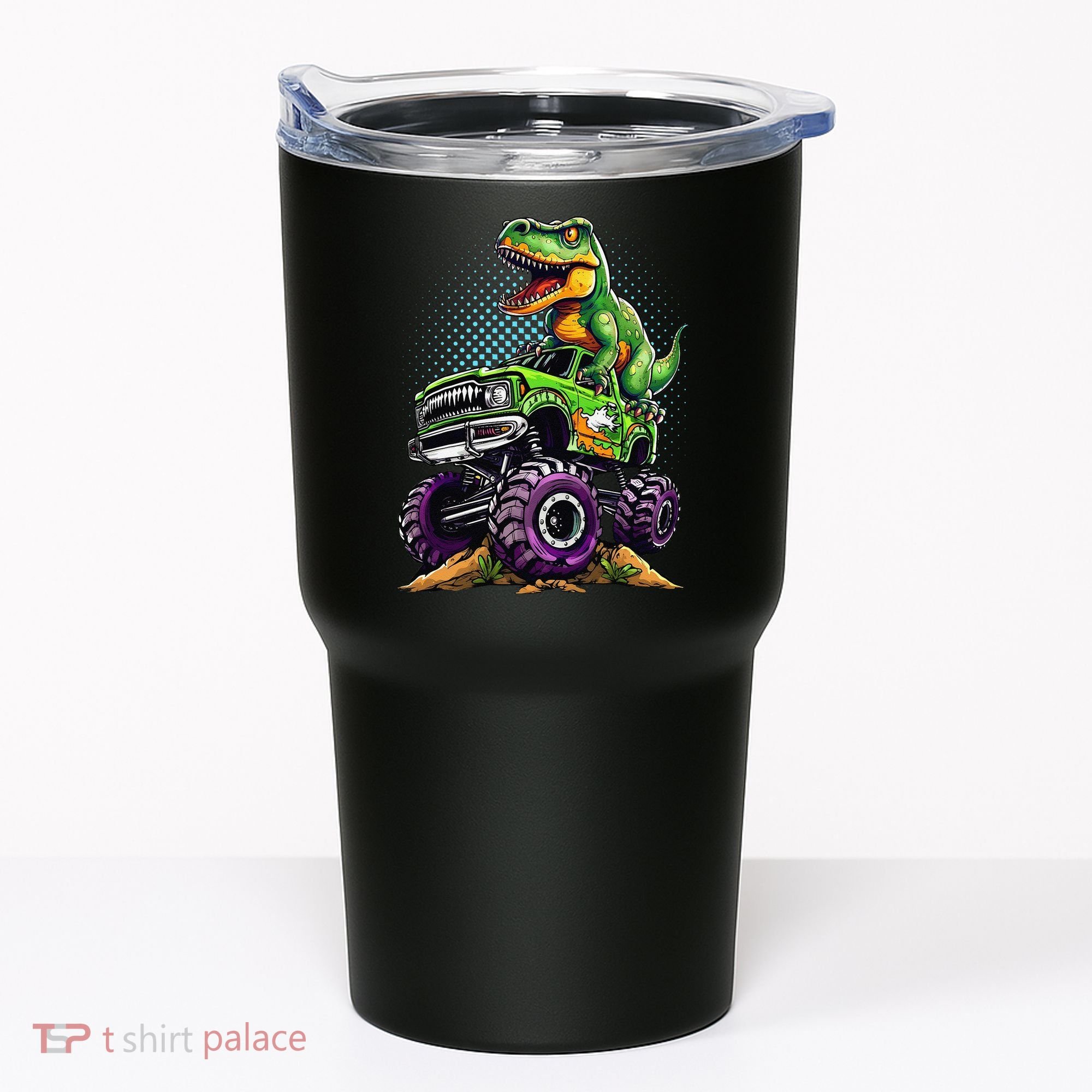 Monster Truck Dinosaur Trex Birthday Boy Tumbler