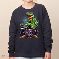 Monster Truck Dinosaur Trex Birthday Boy Women's Sweatshirt thumb 0