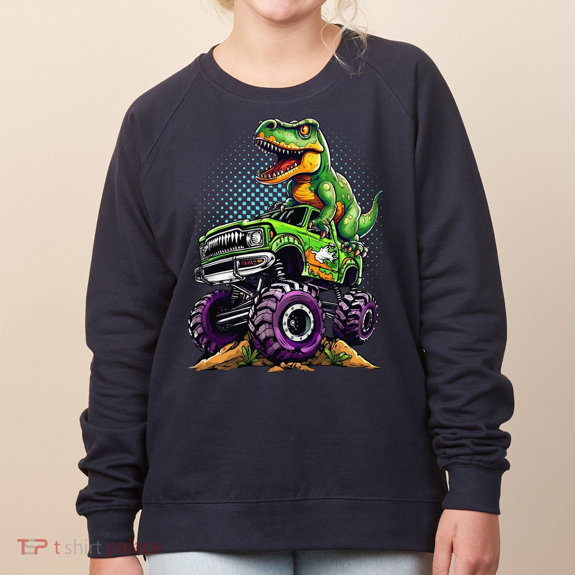 Monster Truck Dinosaur Trex Birthday Boy Women's Sweatshirt