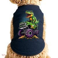 Monster Truck Dinosaur Trex Birthday Boy Doggie Tank thumb 0