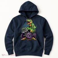 Monster Truck Dinosaur Trex Birthday Boy Hoodie thumb 0