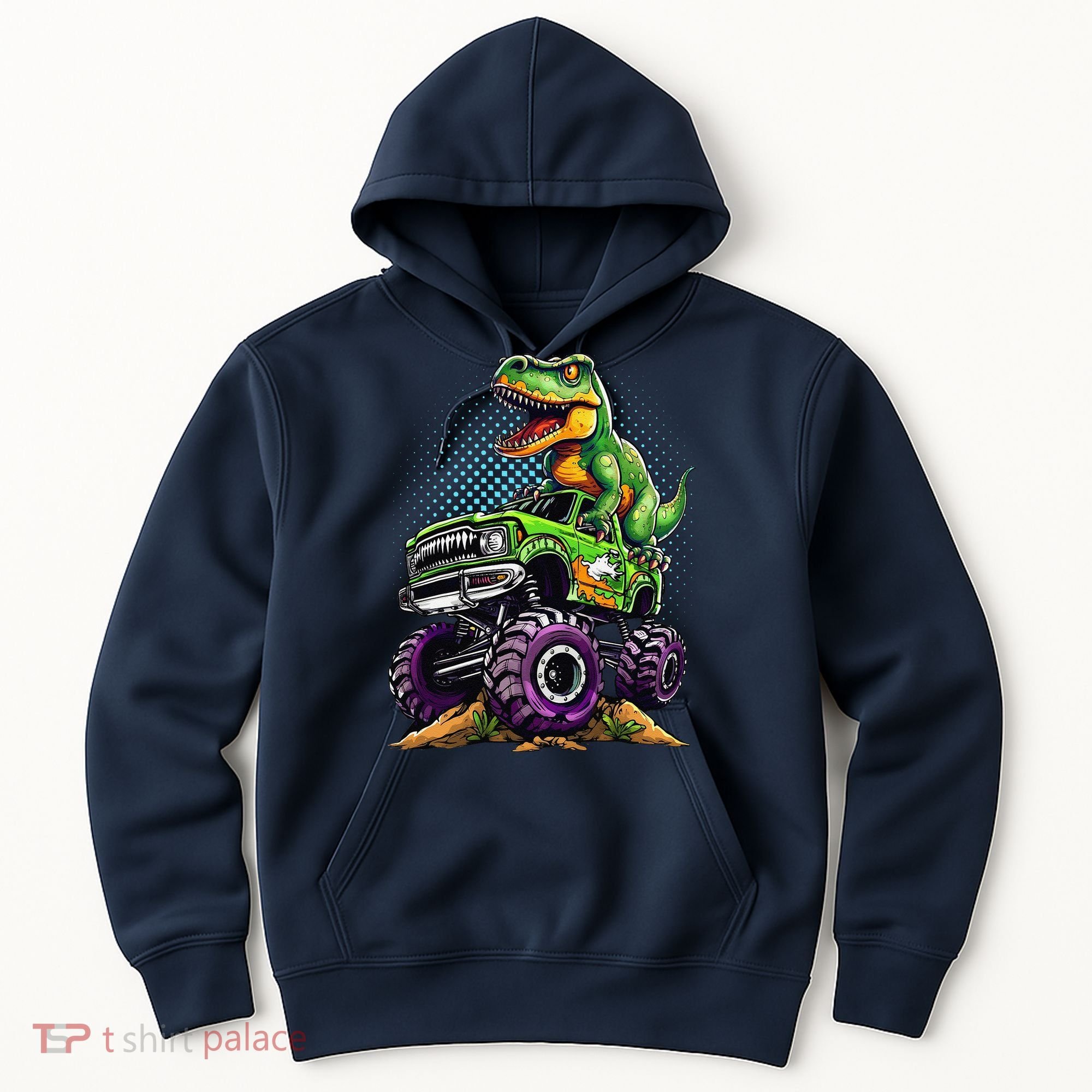 Monster Truck Dinosaur Trex Birthday Boy Hoodie