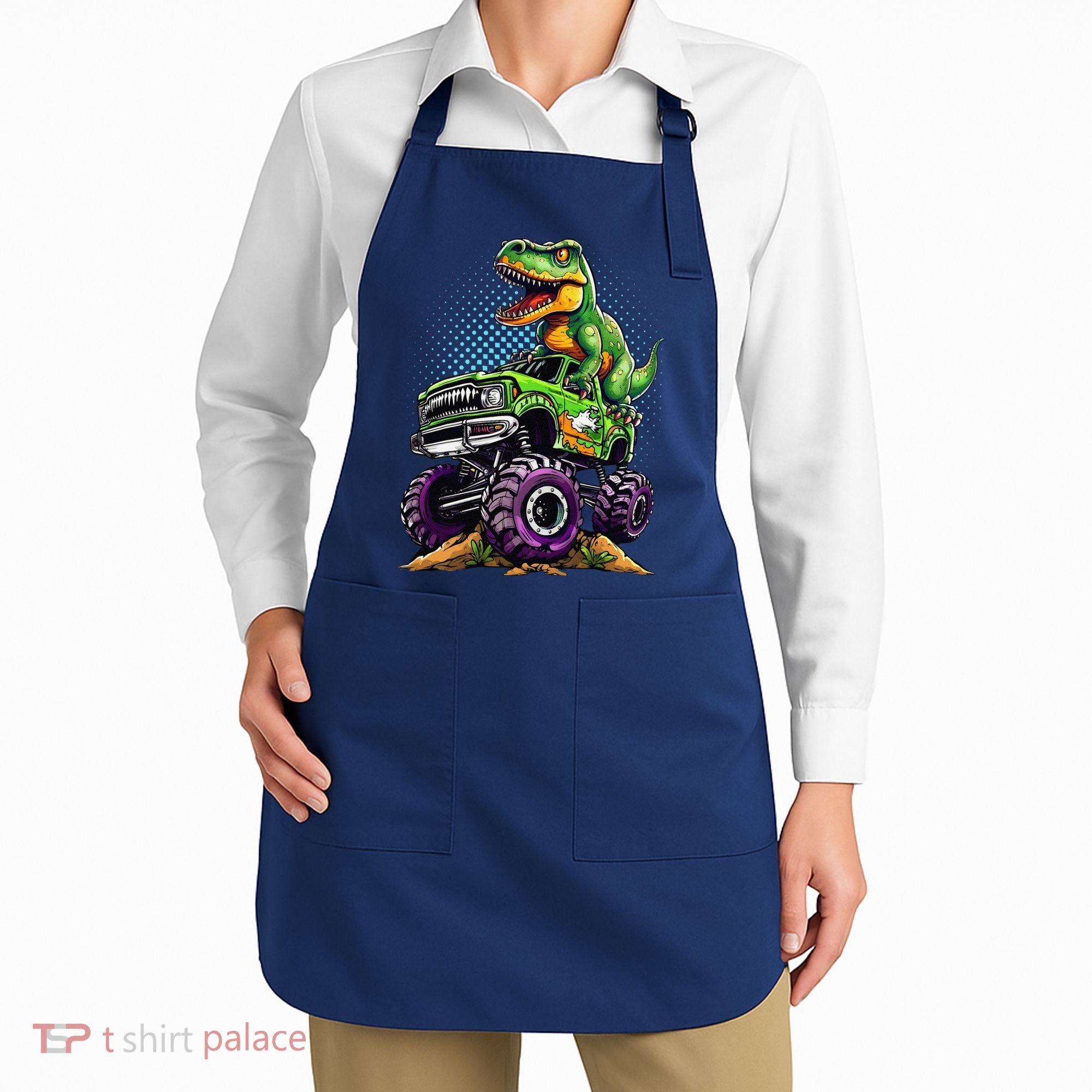 Monster Truck Dinosaur Trex Birthday Boy Apron