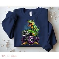 Monster Truck Dinosaur Trex Birthday Boy Sweatshirt thumb 2