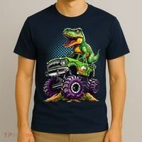 Monster Truck Dinosaur Trex Birthday Boy T-Shirt thumb 3